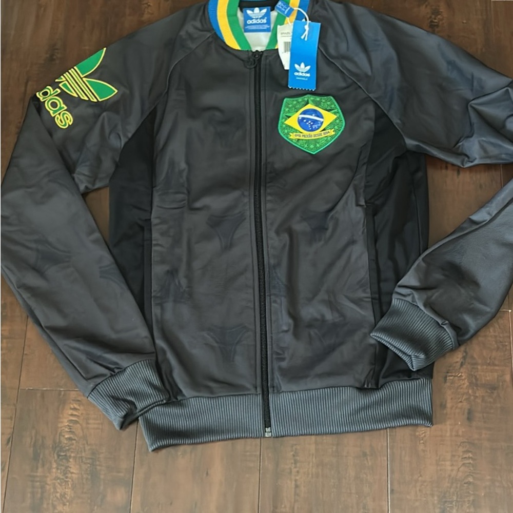Adidas Black Jacket with Brazil Patch